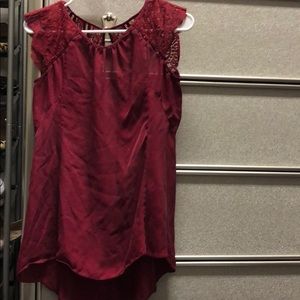Burgundy/ Maroon Silk Lace High Low Top